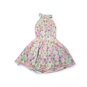 ELLIATT Zadara Pastel Floral Lace Halter Mini Dress - M